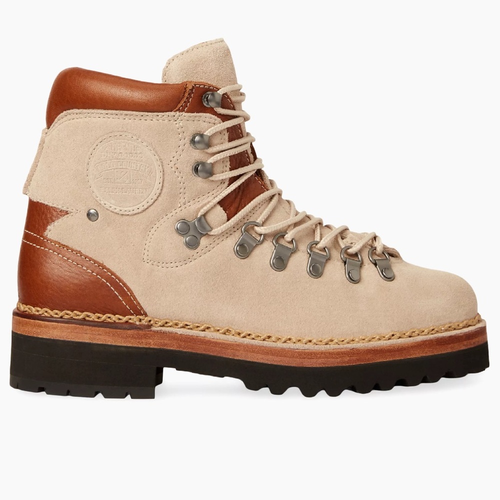 Polo Ralph Lauren Country Boots Mens 12 Beige Alpine Suede Leather Hiking NEW
